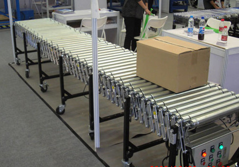 伸縮輥筒輸送機(jī)運(yùn)行圖，www.74cha.com